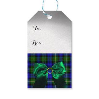 BLUE GREEN SCOTTISH TARTAN WITH CHRISTMAS BOWS GIFT TAGS