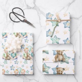 Blue Green Twin Baby Boys Baby Shower or New Baby  Sheets