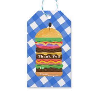 Blue Hamburger Summer Cookout Barbecue BBQ Party Gift Tags