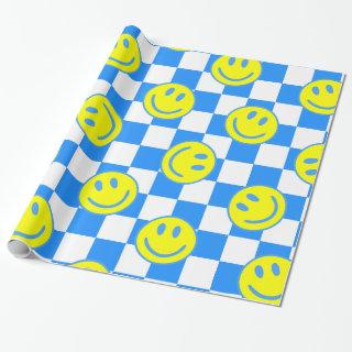 blue happy face check groovy