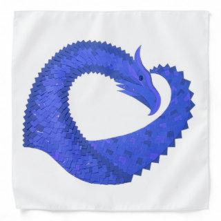 Blue heart dragon on white bandana