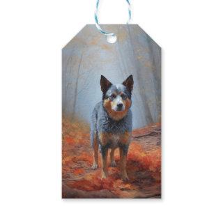 Blue Heeler in Autumn Leaves Fall Inspire Gift Tags