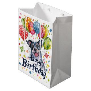Blue Heeler with Balloons Medium Gift Bag