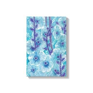 Blue Hollyhock Mallow Malva Flower Floral Painting Canvas Print