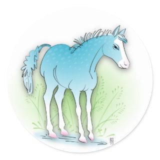 blue horse classic round sticker