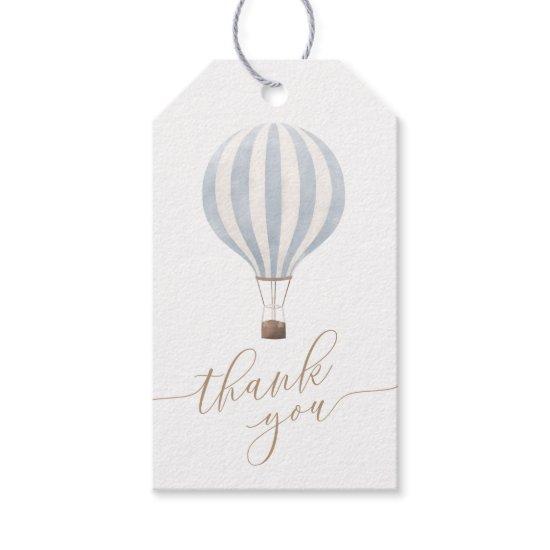 Blue Hot Air Balloon Baby Shower Thank You Gift Tags