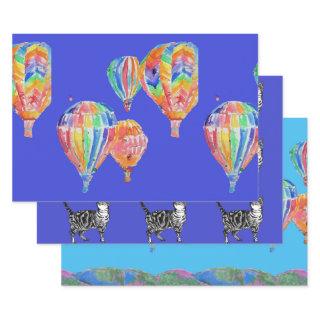 Blue Hot Air Balloon Boys balloons Blue Watercolor  Sheets