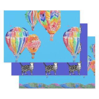 Blue Hot Air Balloon Boys balloons Watercolor  Sheets