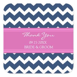 Blue Hot Pink Chevron Thank You Wedding Favor Tags