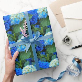 Blue Hydrangea Blooms Floral Pattern