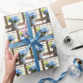 Blue Hydrangea Bouquet In Window