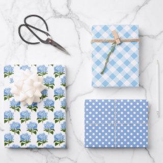 Blue Hydrangea Gingham and Polka Dot Pattern  Sheets