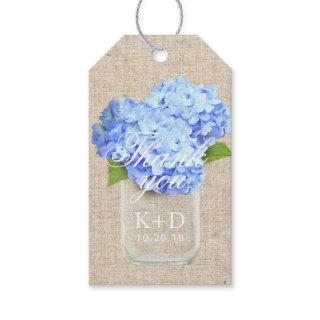 Blue Hydrangea Rustic Wedding Favor Thank You Gift Tags