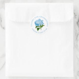 Blue Hydrangea Thank You Favor Sticker