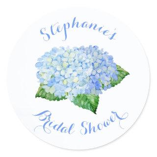 Blue Hydrangea Watercolor Floral Bridal Shower Classic Round Sticker