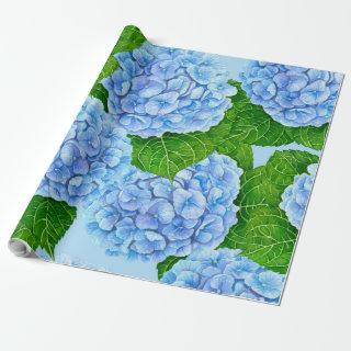 Blue hydrangea waterolor pattern