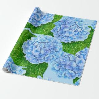Blue hydrangea waterolor pattern