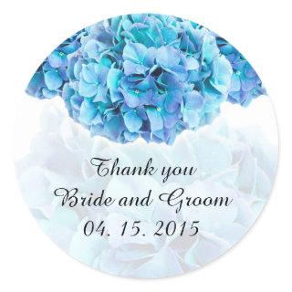 Blue hydrangea wedding favor tag sticker
