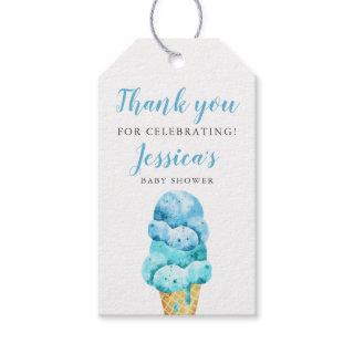 Blue Ice Cream Baby Shower Gift Tags