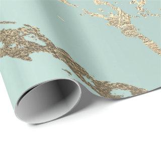 Blue Ice Pastel Gold Marble Shiny Abstract