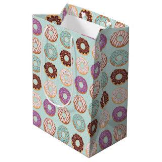 Blue Iced Donuts With Sprinkles Pattern Party Medium Gift Bag