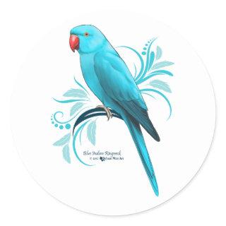 Blue Indian Ringneck Parrot Classic Round Sticker