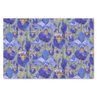 Blue Iris Floral Pattern Tissue Paper