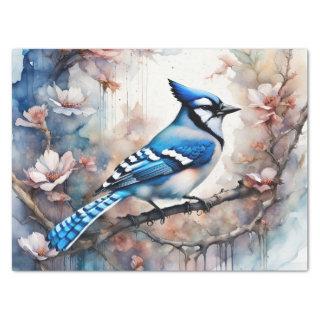Blue Jay Cherry Blossoms watercolor Tissue Paper