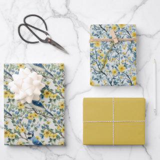 Blue Jays Bird Branches and Blossoms  Sheets