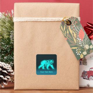 Blue Kodiak Bear Square Sticker