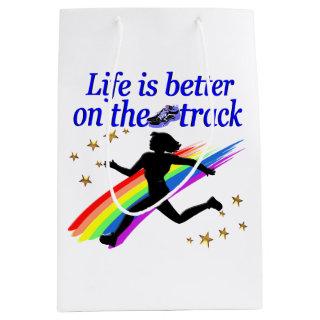 BLUE LIFE IS BETTER ON THE TRACK DESIGN MEDIUM GIFT BAG