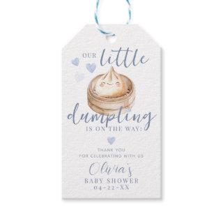 Blue Little Dumpling Boy Baby Shower Thank You Gift Tags