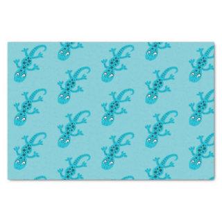 Blue Lizard Gecko on Blue Kids Cute Tissue Paper