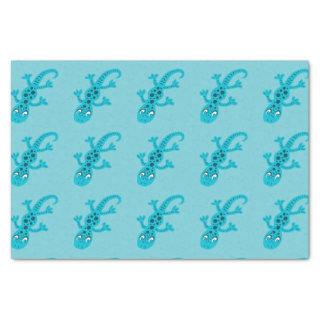 Blue Lizard Gecko on Blue Kids Tissue Paper