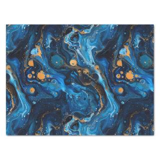 Blue Marble Paint Pour Jewel Texture Tissue Paper