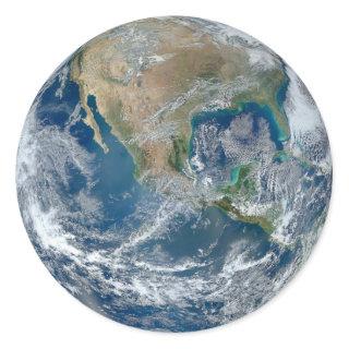 Blue Marble Planet Earth North America Mexico Classic Round Sticker