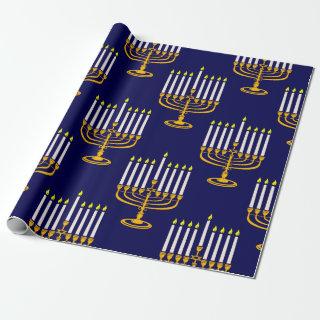blue menorah hanukkah jewish print