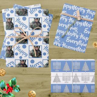 Blue Merry Happy Everything Photo Typography  Sheets
