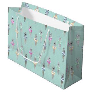 Blue Modern Artistic Swimmers Swimming Pool  Large Gift Bag
