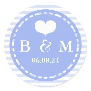 Blue Monogram Wedding Envelop Seal Sticker