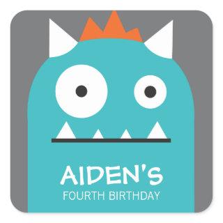 Blue Monster Birthday Sticker