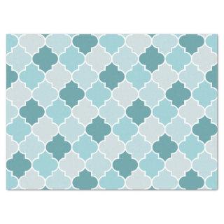 Blue Moroccan Trellis, Latticework, Quatrefoil Tissue Paper
