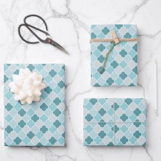 Blue Moroccan Trellis, Latticework, Quatrefoil  Sheets