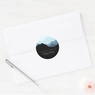 Blue Mountain Range, Rustic Wedding Classic Round Sticker