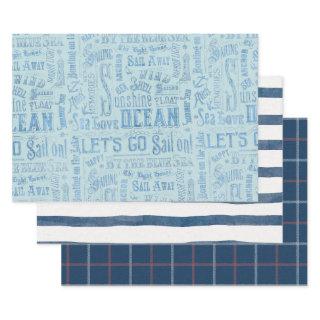 Blue Nautical Ocean Stripe Plaid Mix n Match  Sheets