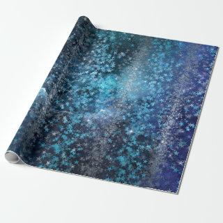 Blue Navy Silver Turquoise Stars Sky Galaxy