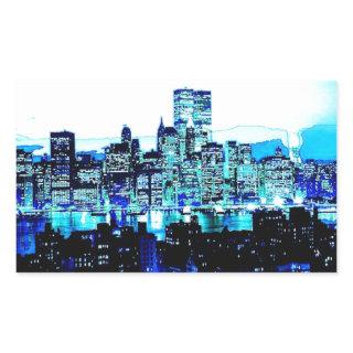Blue New York Rectangular Sticker