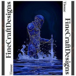 Blue Noble Knight With Sword Decoupage Right 150 Tissue Paper