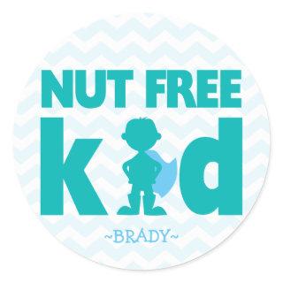 Blue Nut Free Kid Superhero Boy Allergy Stickers