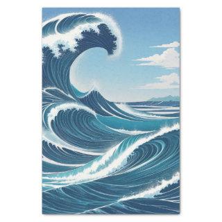 Blue Ocean Wave With Blue Sky White Cloud Tissue Paper